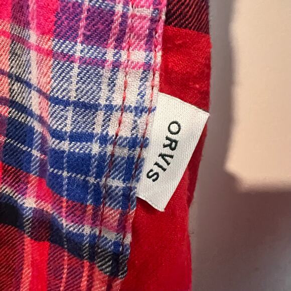 Orvis Women's Plaid Flannel Button Down Red Cotton Size Large - Picture 2 of 9